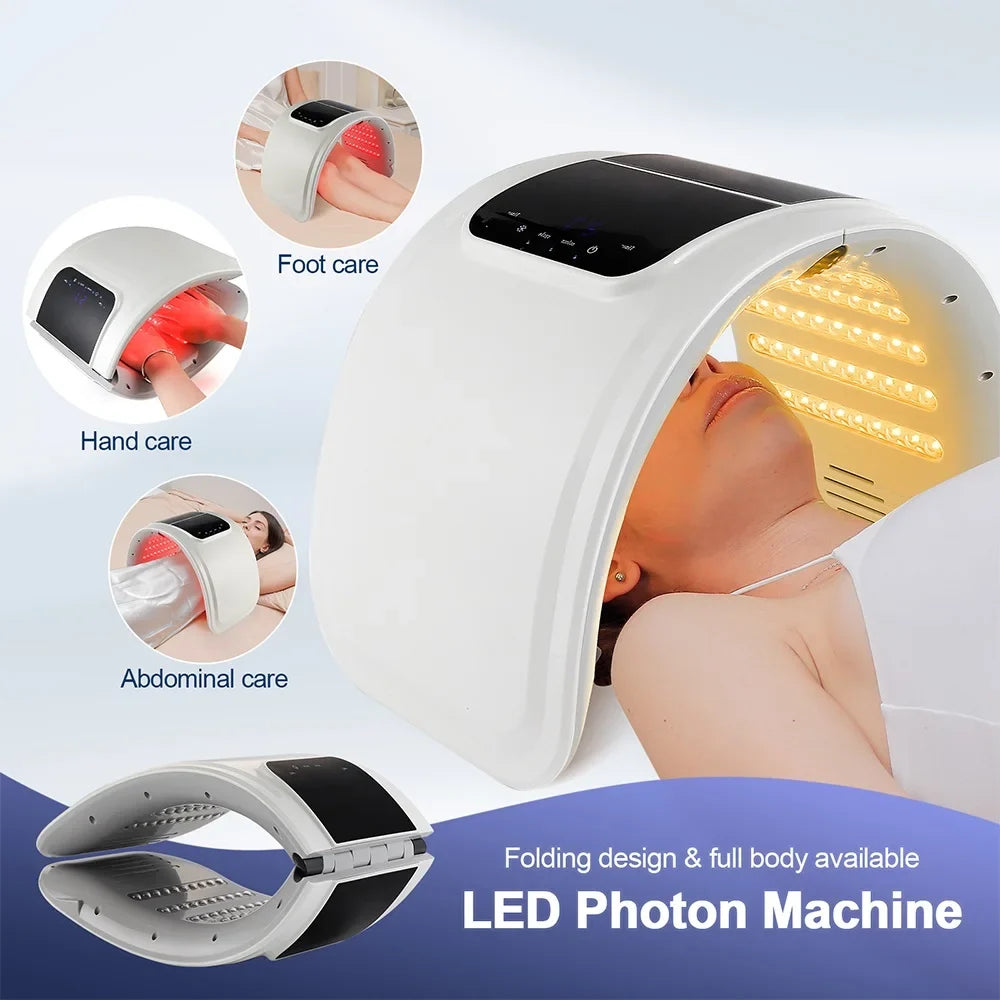 LED photon machine for facial, hand, foot and abdominal care with folding design